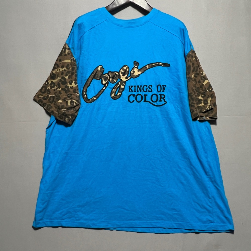Coogi Kings of Color Mens 5XL Blue Leopard Print Sleeve Graphic T-Shirt